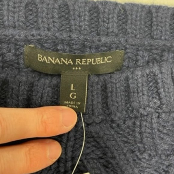 BANANA REPUBLIC Deep Navy Cable Knick Thick Sweater BNWT~ Size Large - Picture 10 of 14